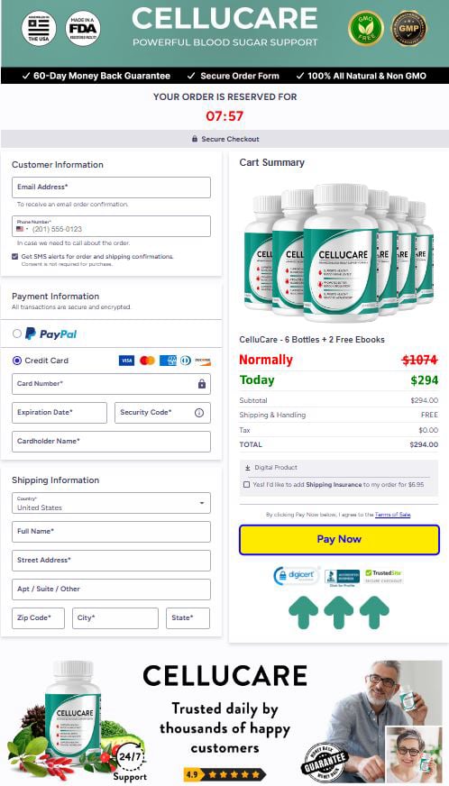 CelluCare Checkout Page
